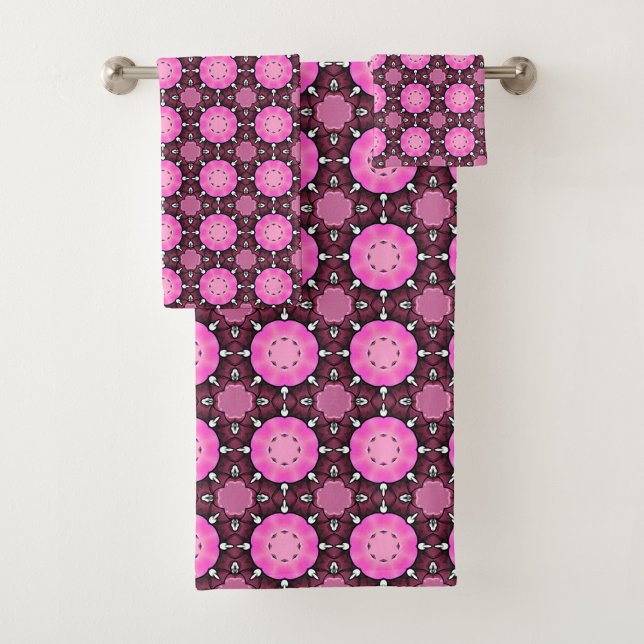 Conjunto De Toalhas Vibrant pink and purple geometric pattern Towel (Criador carregado)