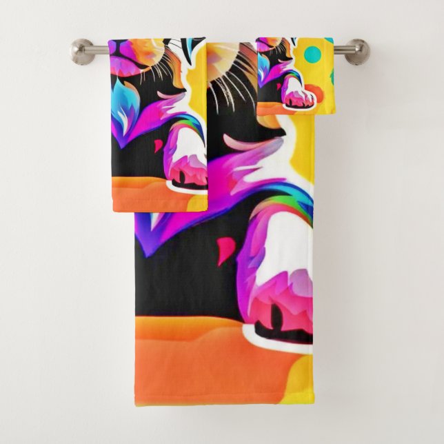 Conjunto De Toalhas Vibrant Puppy Trabalho de arte (Insitu)