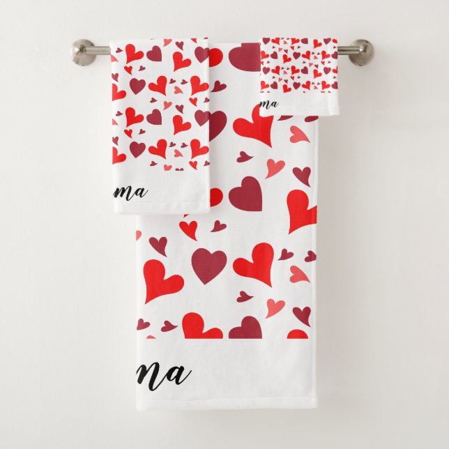 Conjunto De Toalhas Vibrant red hearts background (Insitu)