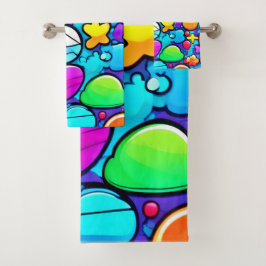 Conjunto De Toalhas Vibrante Candyland Abstrato