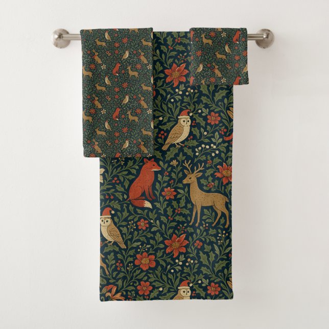 Conjunto De Toalhas Victorian Christmas Animal & Botanical  (Insitu)