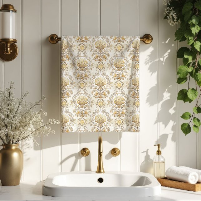 Conjunto De Toalhas Victorian Cream Towels Elegant Damask Bathroom (Victorian Cream Towels Elegant Damask Bathroom)