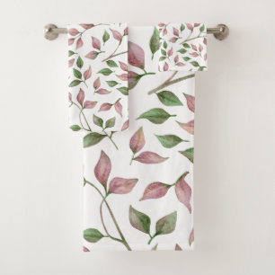Conjunto De Toalhas Videiras de arrasto cor-de-rosa e verdes delicadas