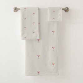 Conjunto De Toalhas Vidro de cocktail cor-de-rosa com uma fatia de lim