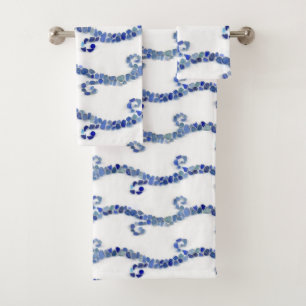 Conjunto De Toalhas Vidro do mar - ondas do azul