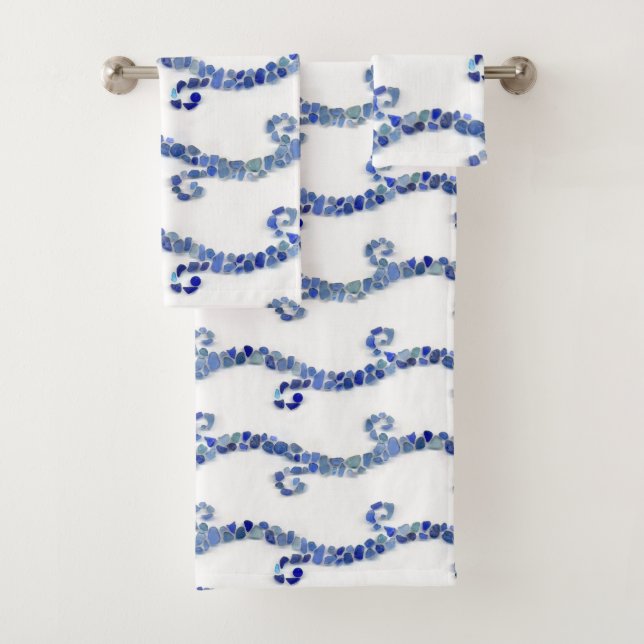 Conjunto De Toalhas Vidro do mar - ondas do azul (Insitu)
