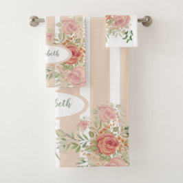 Conjunto De Toalhas Vidtoriedade Floral De Blush Monogramas