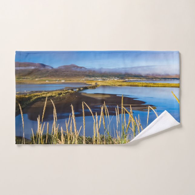Conjunto De Toalhas View on Saudarkrokur and Skagafjordur, Islândia (Toalha de mão)