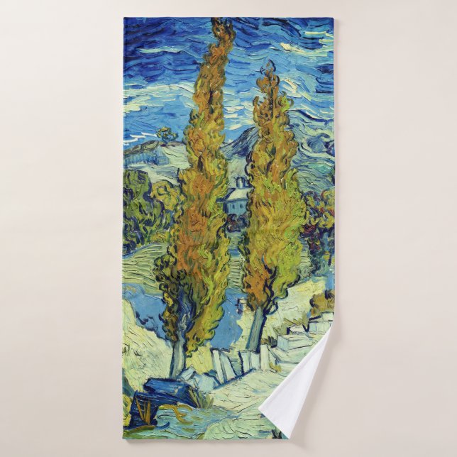Conjunto De Toalhas Vincent Van Gogh Dois Poplars em Santo-Rémy (Toalha de Banho)
