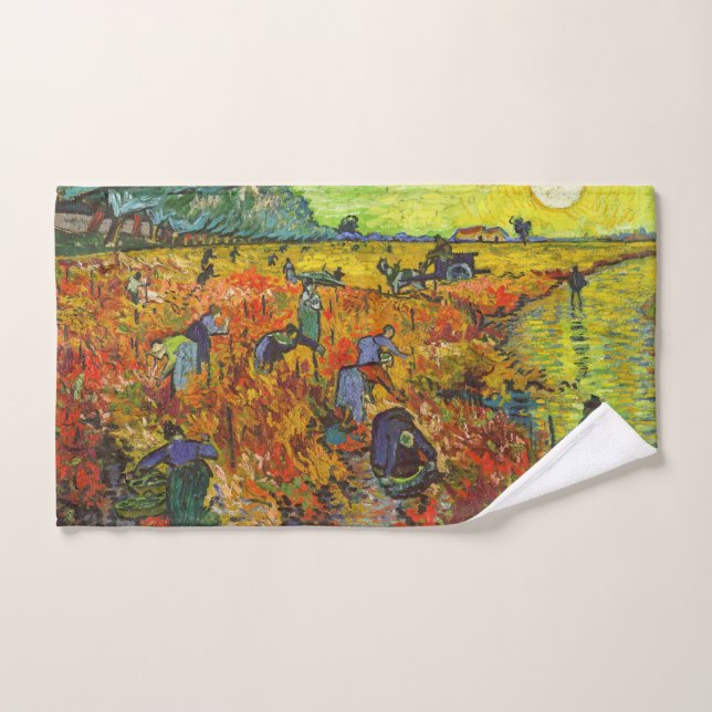 Conjunto De Toalhas Vincent van Gogh - O Vineyard Vermelho (Toalha de mão)