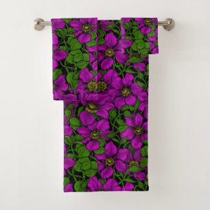 Conjunto De Toalhas Vinha de Clematis rosa