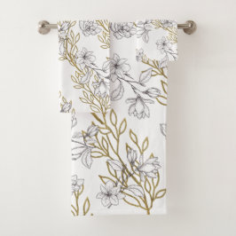 Conjunto De Toalhas Vinhas brancas e Douradas Magnólia