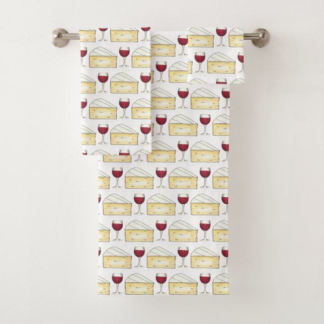 Conjunto De Toalhas Vinho Vermelho e Queijo Brilhante Merlot Cabernet  (Insitu)