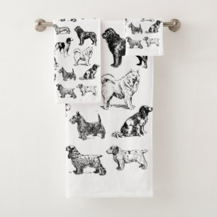Conjunto De Toalhas Vintage Black & White Breeds do Dog Lover