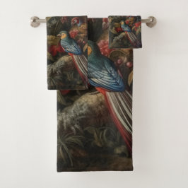 Conjunto De Toalhas Vintage botânica bird flores no paraíso