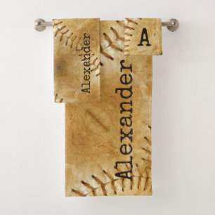 Conjunto De Toalhas Vintage Cream Sports Baseball Bath Totoset