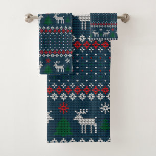 Conjunto De Toalhas Vintage de Padrões de Natal Suave