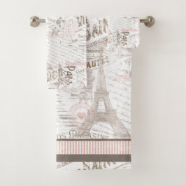 Conjunto De Toalhas Vintage French Romance Collage Pink ID226