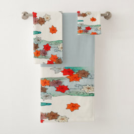 Conjunto De Toalhas Vintage Japonês Autumn Deixa Padrão Tradicional