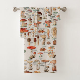 Conjunto De Toalhas Vintage Mushroom Fungus Ilustração I