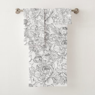 Conjunto De Toalhas Vintage Peony Floral Pattern