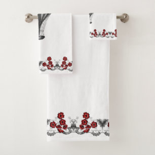 Conjunto De Toalhas Vintage Red Floral Hot Air Balloon