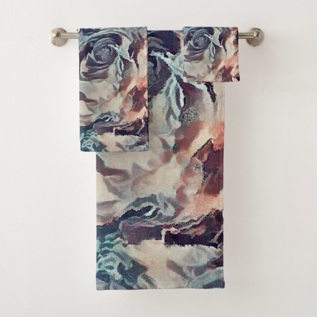 Conjunto De Toalhas Vintage rosas, vintage (Insitu)