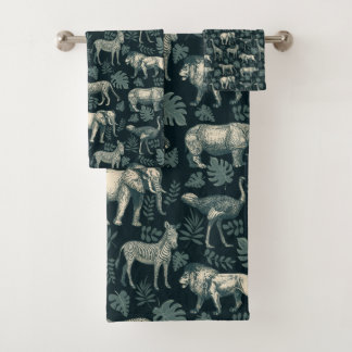 Conjunto De Toalhas Vintage Safari Animais Africanos