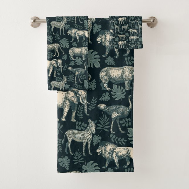 Conjunto De Toalhas Vintage Safari Animais Africanos (Insitu)