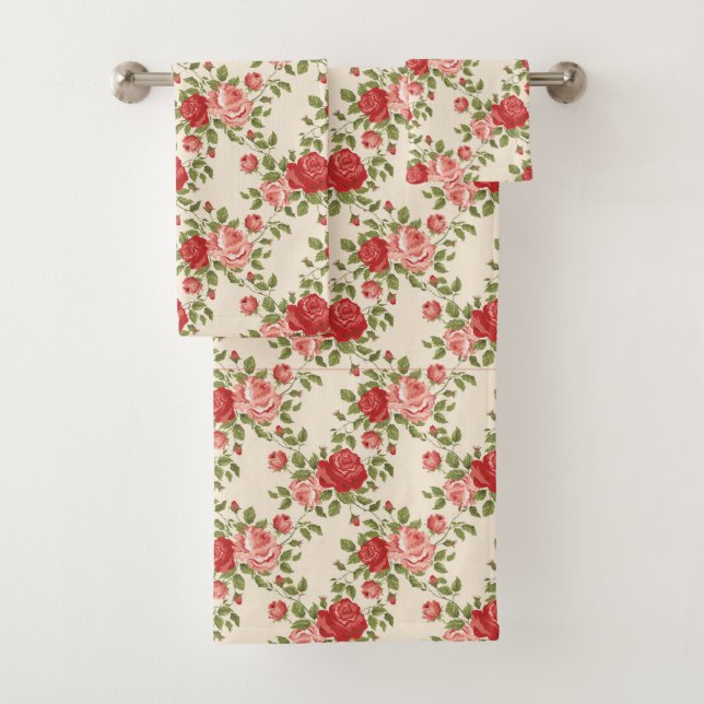 Conjunto De Toalhas Vintage Shabby Chic Roses Pattern (Insitu)