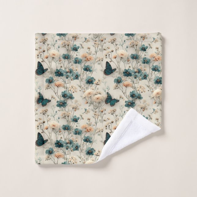 Conjunto De Toalhas Vintage Spring Flowers and Butterflies (Pano de lavar)