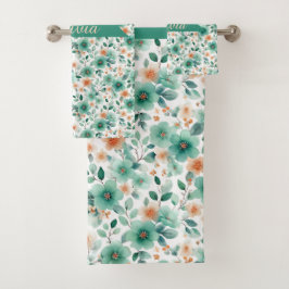 Conjunto De Toalhas Vintage Spring Green Floral Personalized