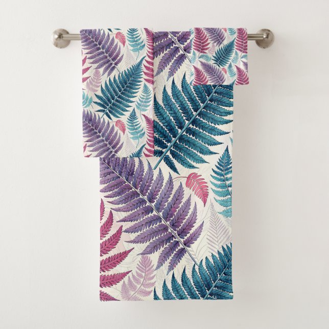 Conjunto De Toalhas Vintage-style botanical fern leaves (Insitu)
