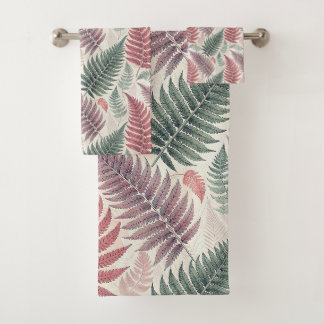 Conjunto De Toalhas Vintage-style botanical fern leaves