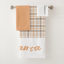 Conjunto De Toalhas Vintage tartan, modelo branco, cinza