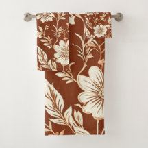 Vintage Terracotta Seamless Boho Floral Patterno