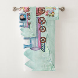 Conjunto De Toalhas Vintage Train Transport Birthday