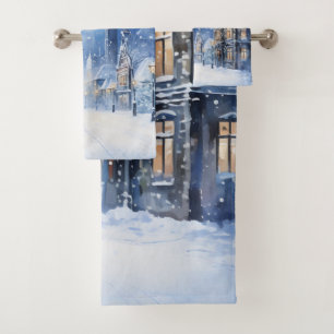 Conjunto De Toalhas Vintage Village Snowstorm à noite