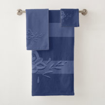 Vintage Watercolor Flowers Deep Blue