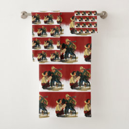 Conjunto De Toalhas Vintage Western Cowboy Cowboy Horn Natal