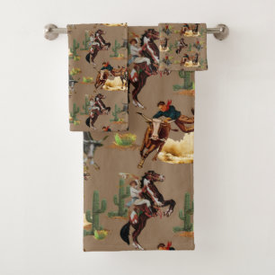 Conjunto De Toalhas Vintage Western Rodeo Evita Cowboy