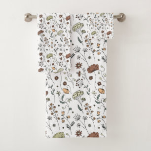 Conjunto De Toalhas Vintage Wildflower Pattern