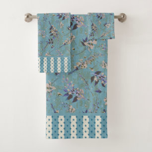 Conjunto De Toalhas Vintage Wisteria Tossed Flowers Bath Totod Set
