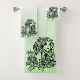 Conjunto De Toalhas Virgem Zodíaco Verde