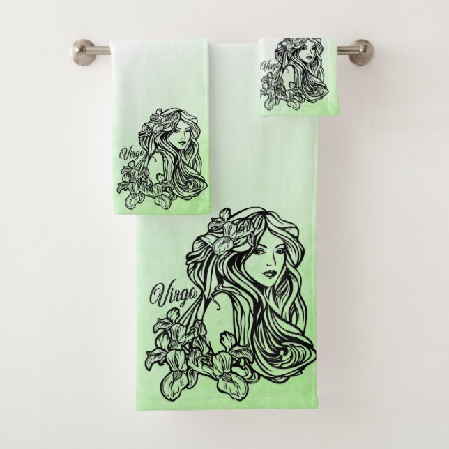 Conjunto De Toalhas Virgem Zodíaco Verde (Insitu)