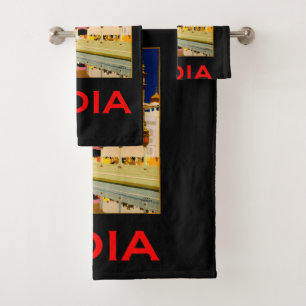 Conjunto De Toalhas Visite o poster de viagens India Vintage art