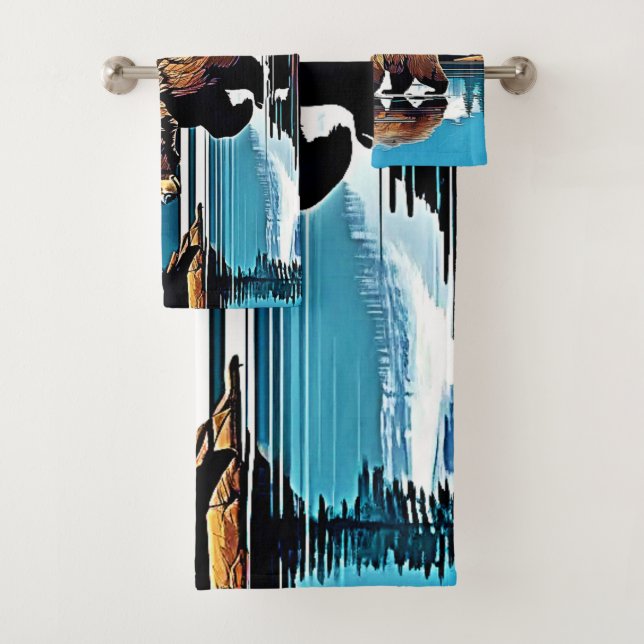 Conjunto De Toalhas Vista de Montanha do Lago Grizzly (Insitu)