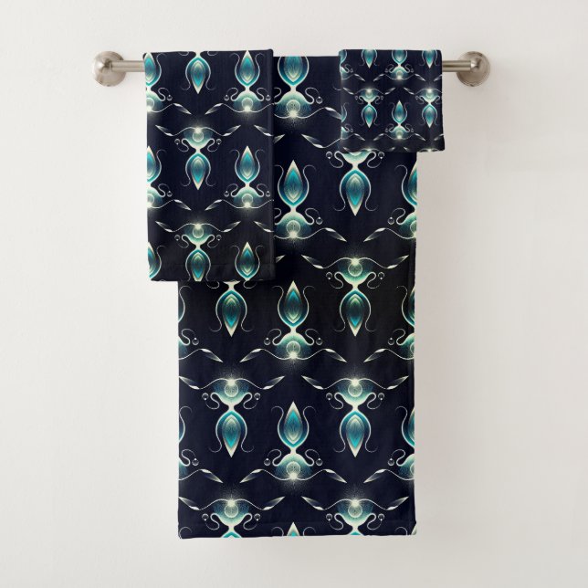 Conjunto De Toalhas Visual Classudo de Gemas Azuis com Luz Radiante (Insitu)