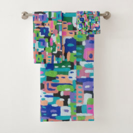 Conjunto De Toalhas Visualização da Cidade na Impressão Geométrica Not