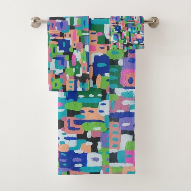 Conjunto De Toalhas Visualização da Cidade na Impressão Geométrica Not (Insitu)